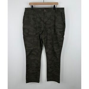 Cabi Cargo Pants Women Size 16 Green Camo Utility Straight Leg Gorpcore Casual